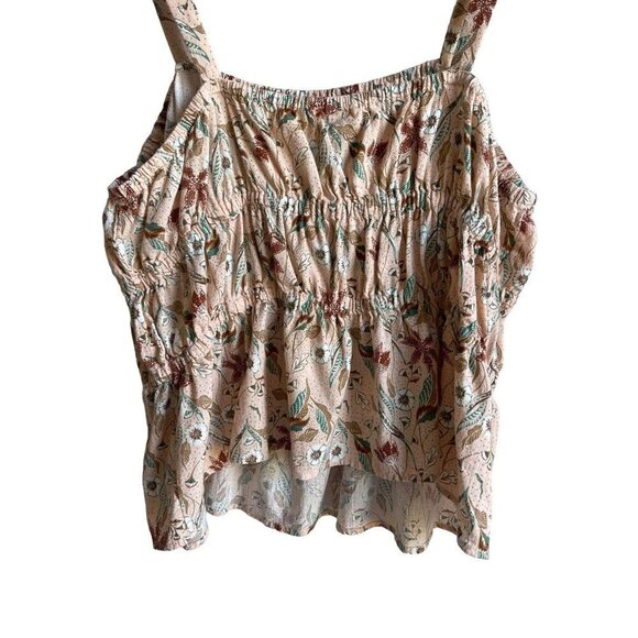 New with tags! Universal Thread Pale Pink Floral Leaf Print Ruffle Peplum Top - Picture 8 of 9